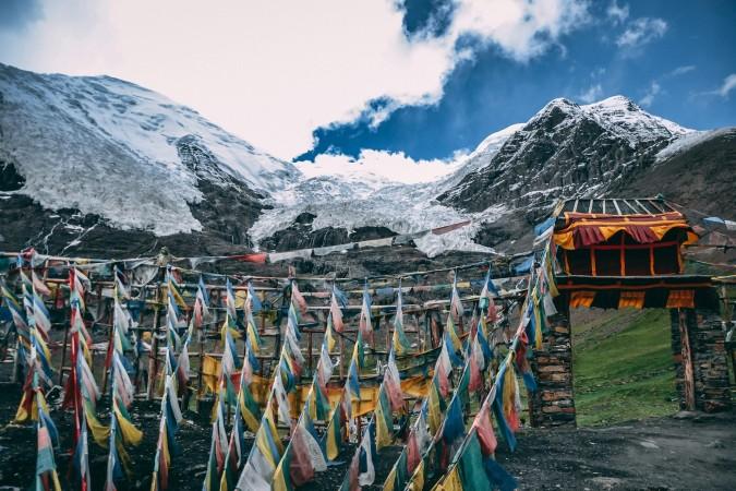 Buddhist Flags outside a monastery in Shigatse - © Daniele Salutari