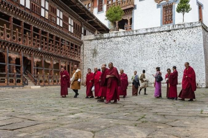 Buddhist Monks at Trongsa Dzong