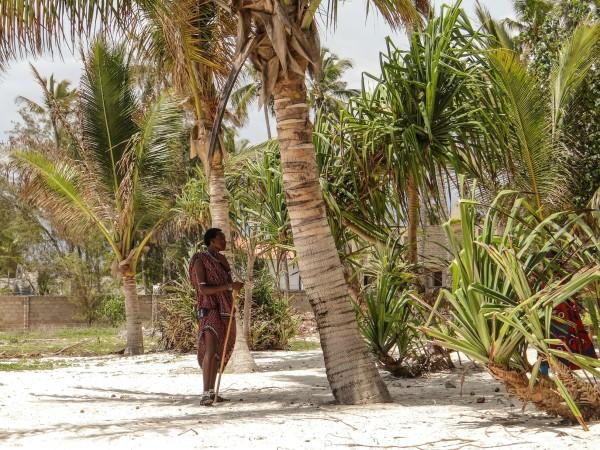 A Masai in traditional Masai dress on Zazibar beach - © Lidia Stawinska