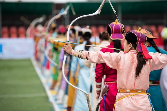 Archery contest during Naadam Festival